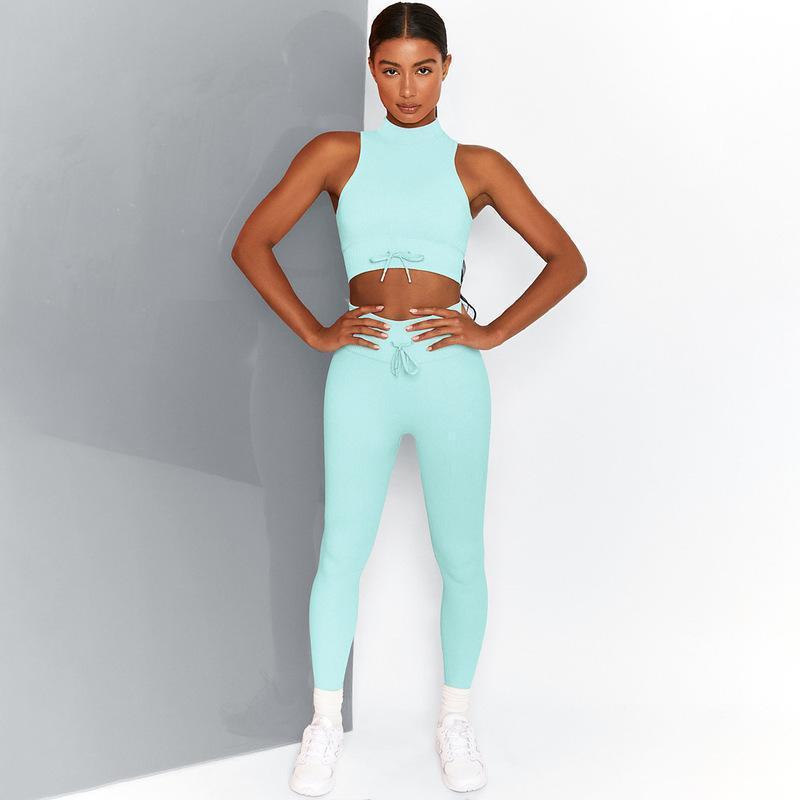 High Collar Yoga Two Piece Workout Set