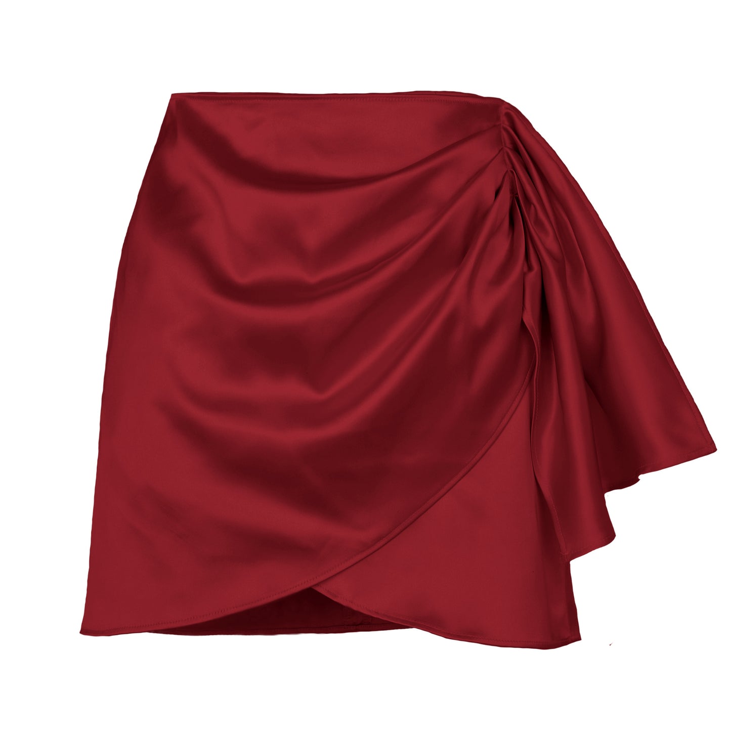 Satin Side Tie Ruched Skirt