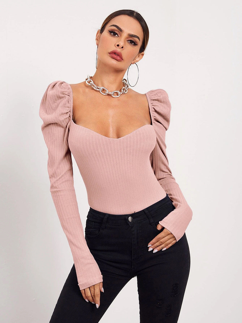 Puff Sleeve Sweetheart Top