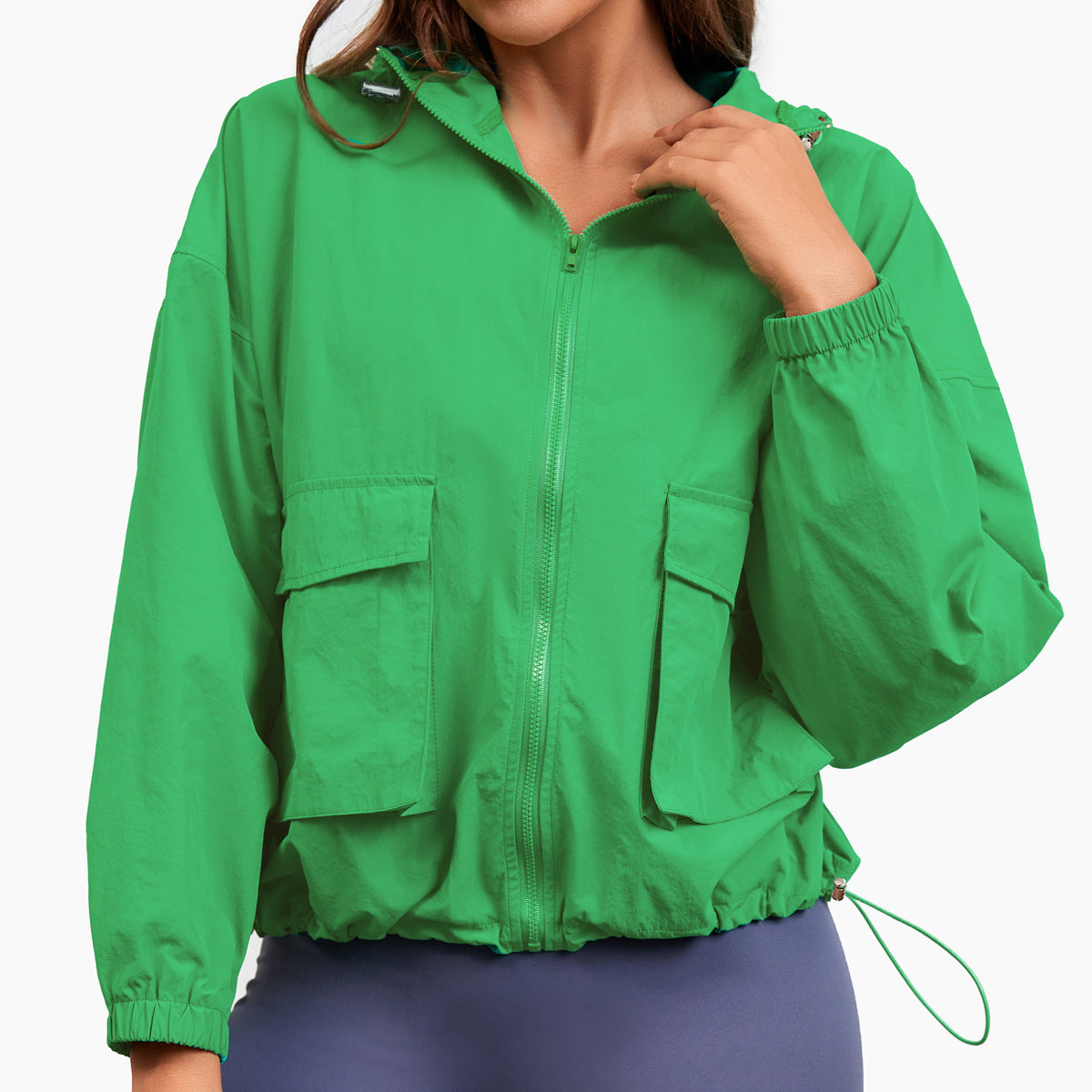 Drawstring Windbreaker Jacket