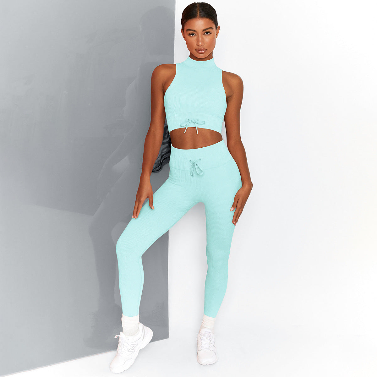 High Collar Yoga Two Piece Workout Set