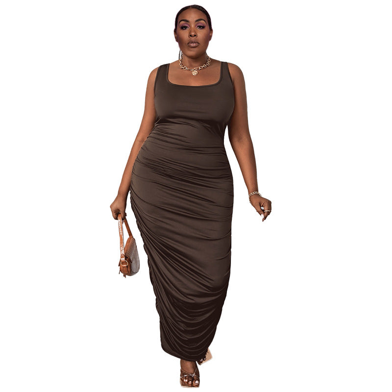 Chocolate Scrunch Midi Dress