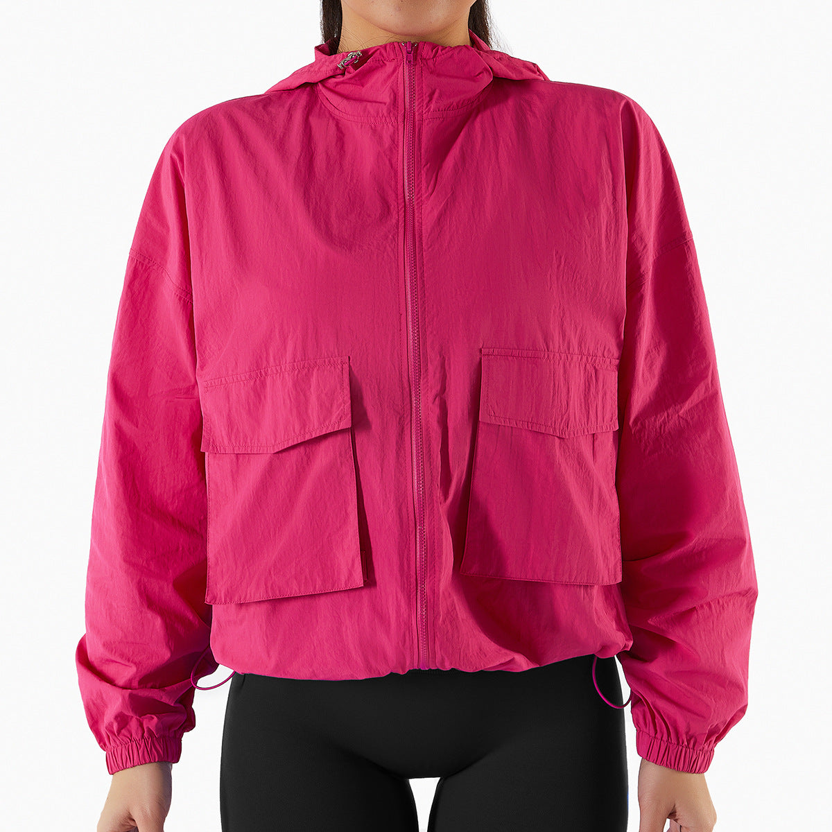 Drawstring Windbreaker Jacket