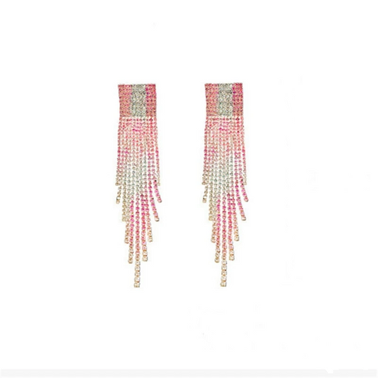 Pink Rhinestone Drop Earrings