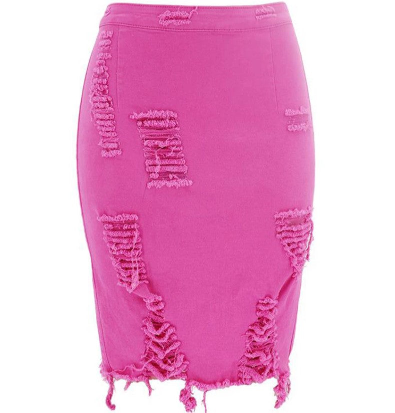 Distressed Pencil Skirt