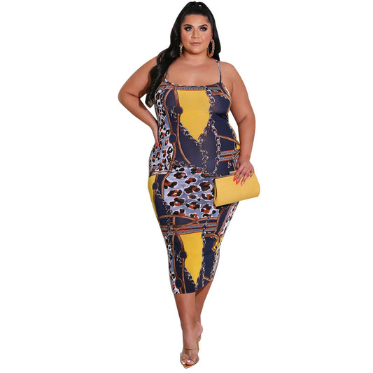 IBADDIE Leopard Chain Print Bodycon Dress