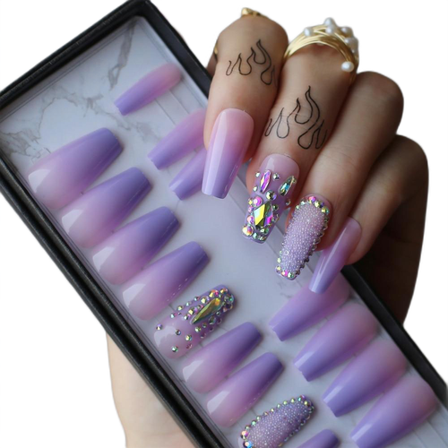 Ombre Coffin Acrylic Nails