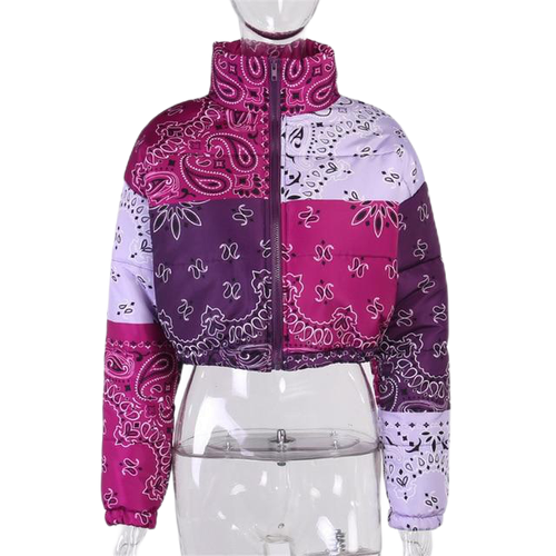 Women's Bandana Crop Jacket Purple