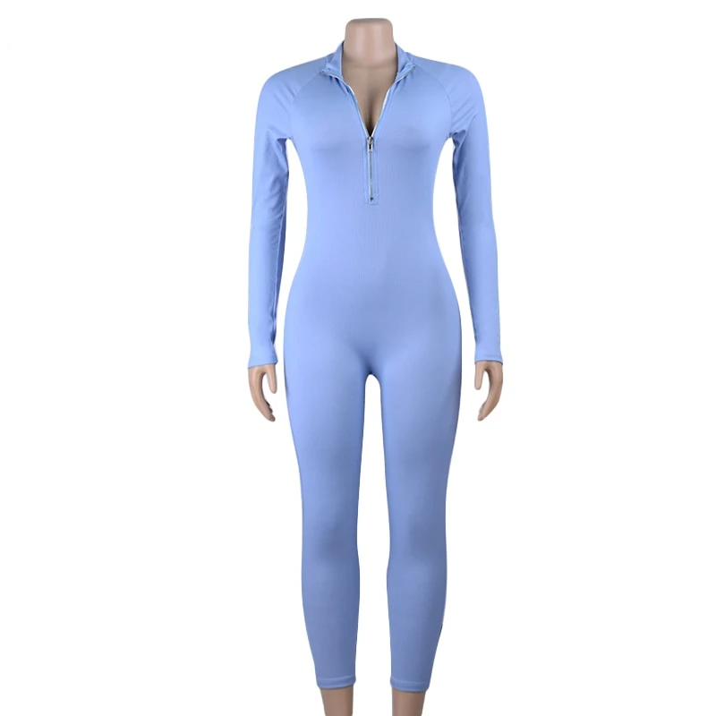 Ribbed Powder Blue Jumpsuit