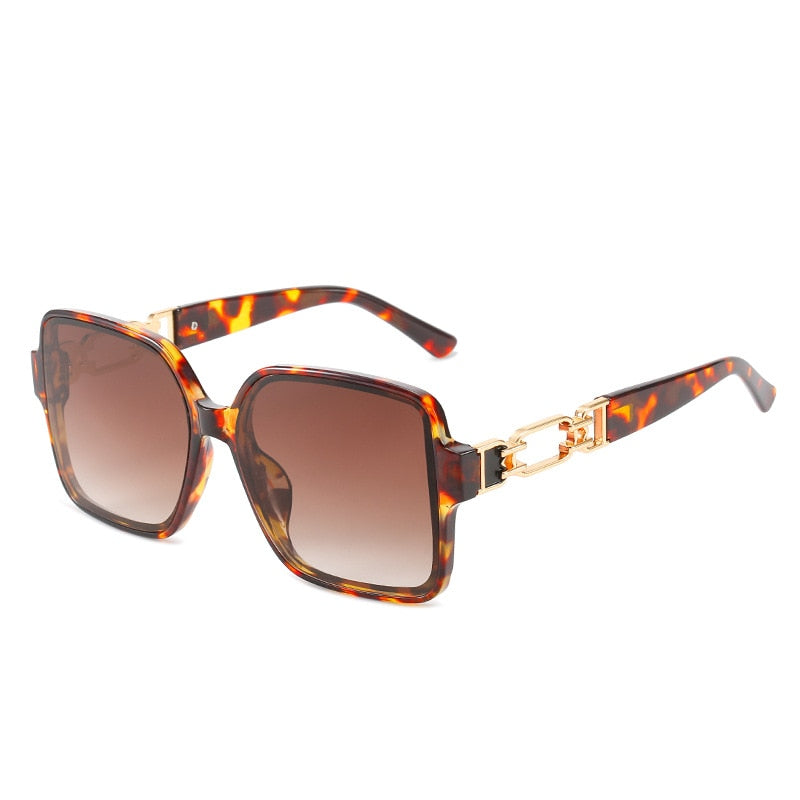 Gold Link Square Sunglasses