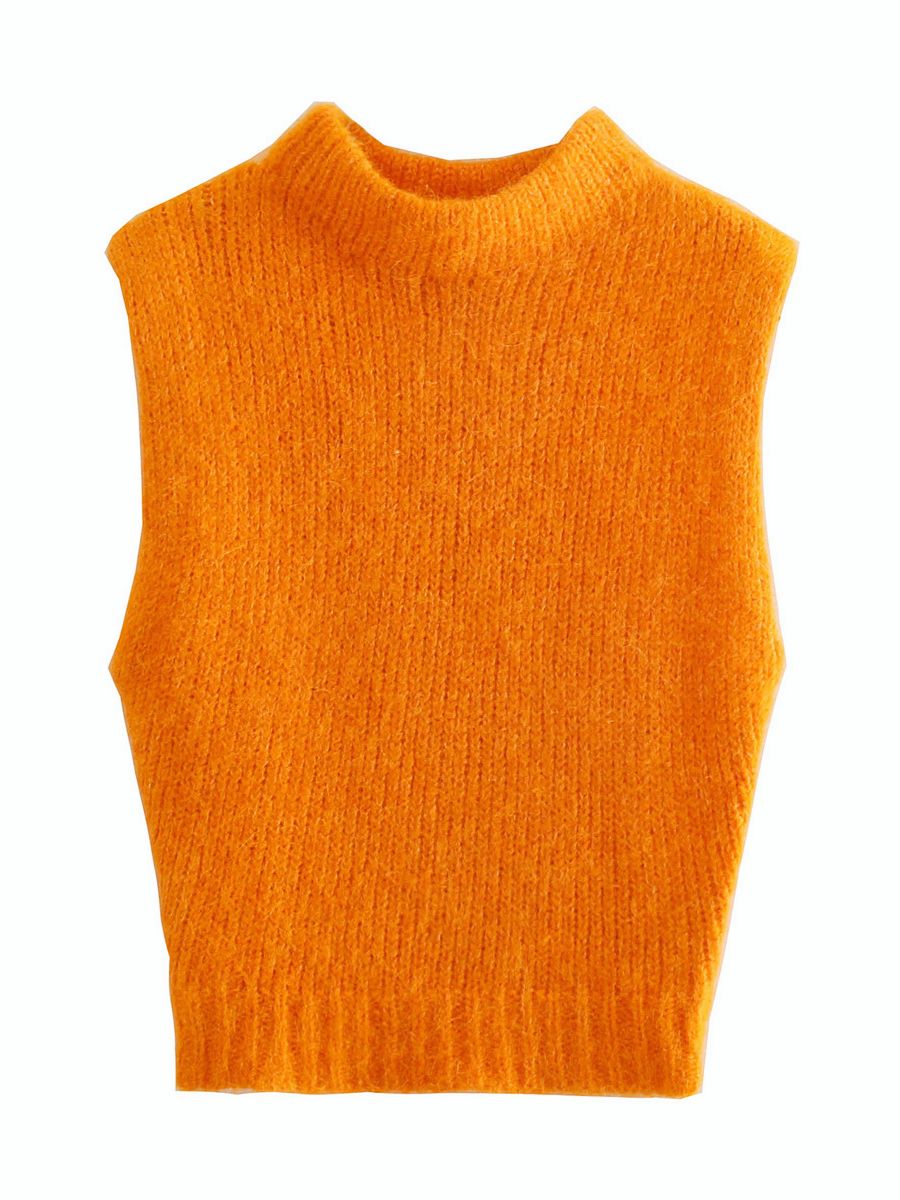 IBADDIE Orange Knitted Pull Over Vest