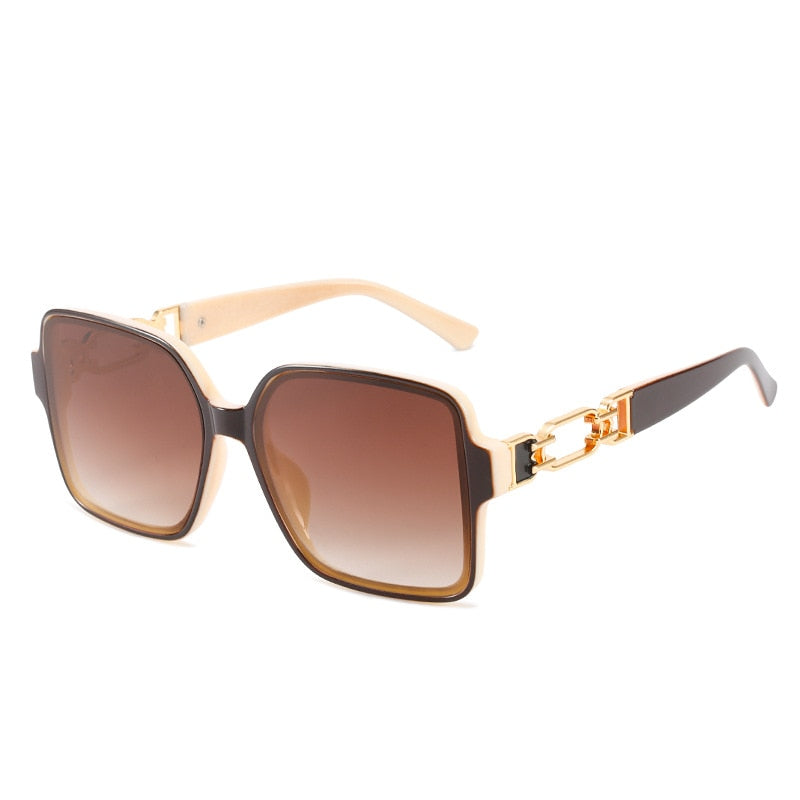 Gold Link Square Sunglasses