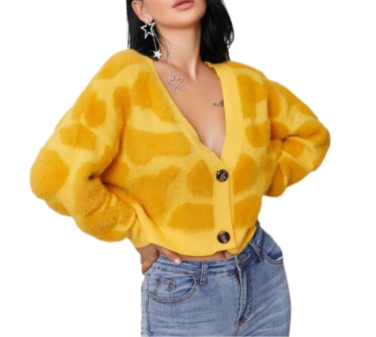 Gold Leopard Print Cardigan