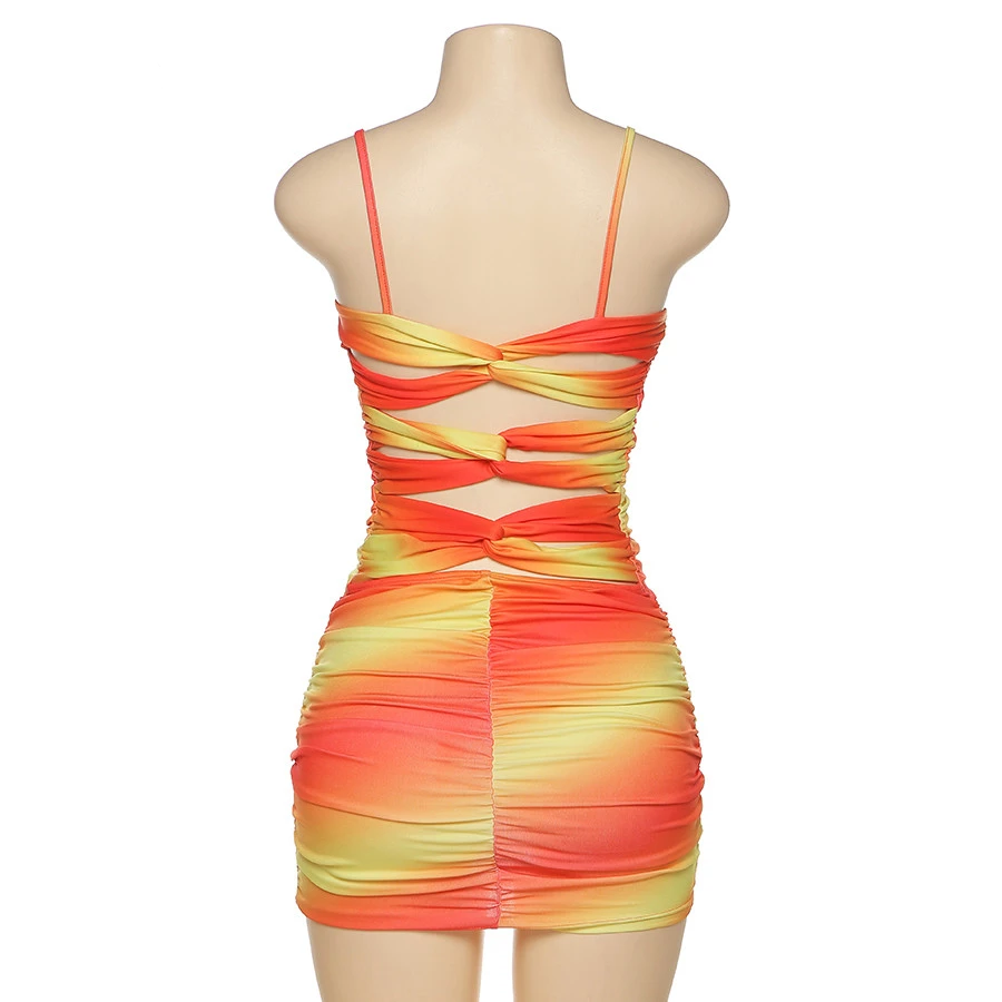 Tie-Dye Open Backless Dress