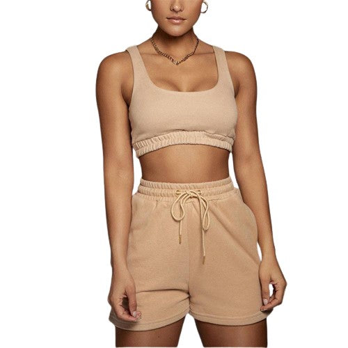 Two-Piece Sweat Shorts Tank Beige