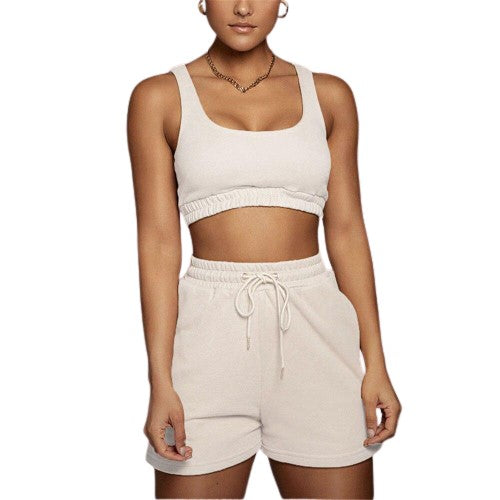 Two Piece Sweat Shorts Set White