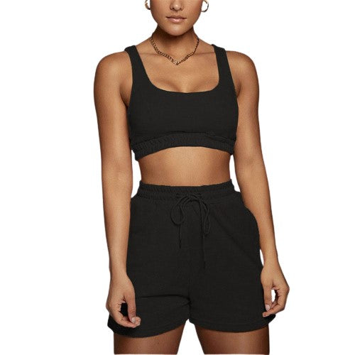 Two Piece Sweat Shorts and Tank Black