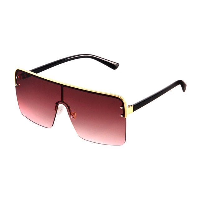 Gold Trim Square Aviator Sunglasses - IBADDIE