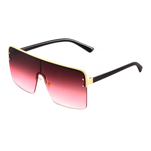 Gold Trim Square Aviator Sunglasses - IBADDIE