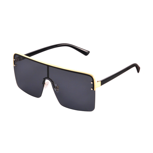 Gold Trim Square Aviator Sunglasses - IBADDIE