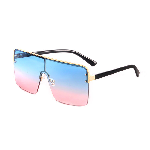 Gold Trim Square Aviator Sunglasses - IBADDIE