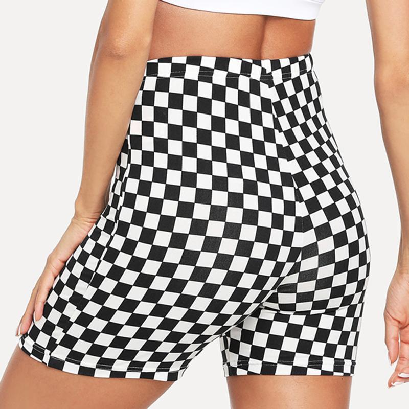 High Waist Checkered Biker Shorts - IBADDIE