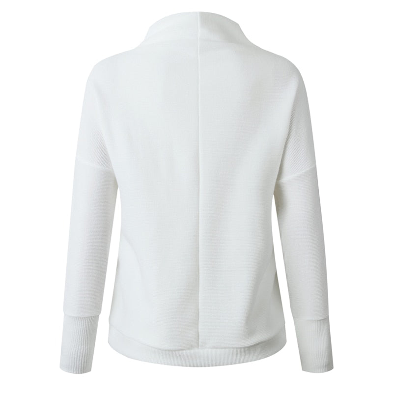 White Loose Fit Knitted Turtleneck - IBADDIE