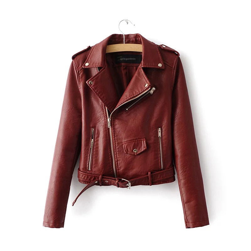 Short Faux Leather Side Zip Jacket - IBADDIE