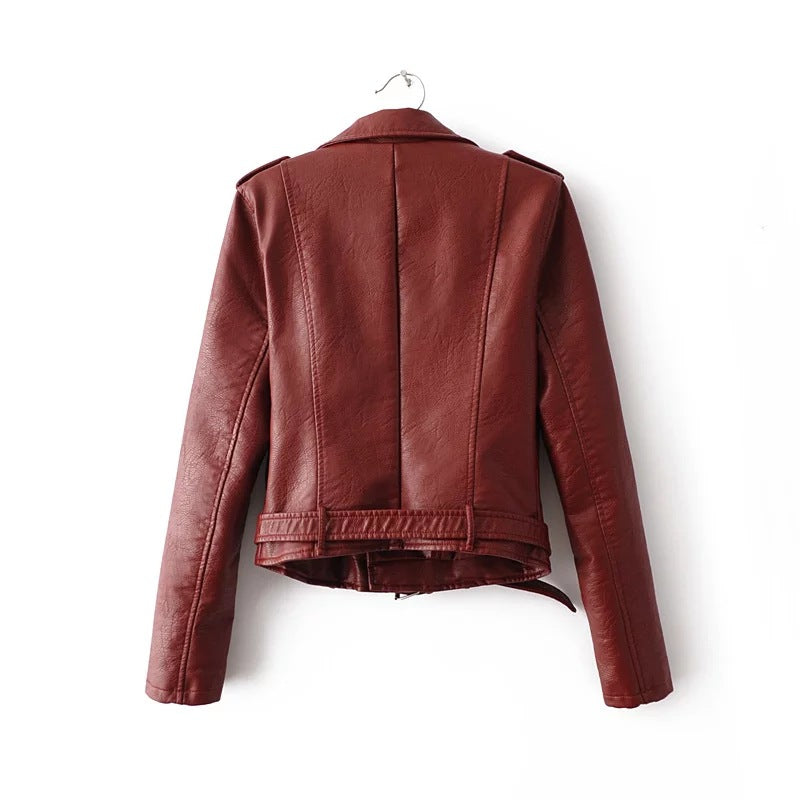 Short Faux Leather Side Zip Jacket - IBADDIE