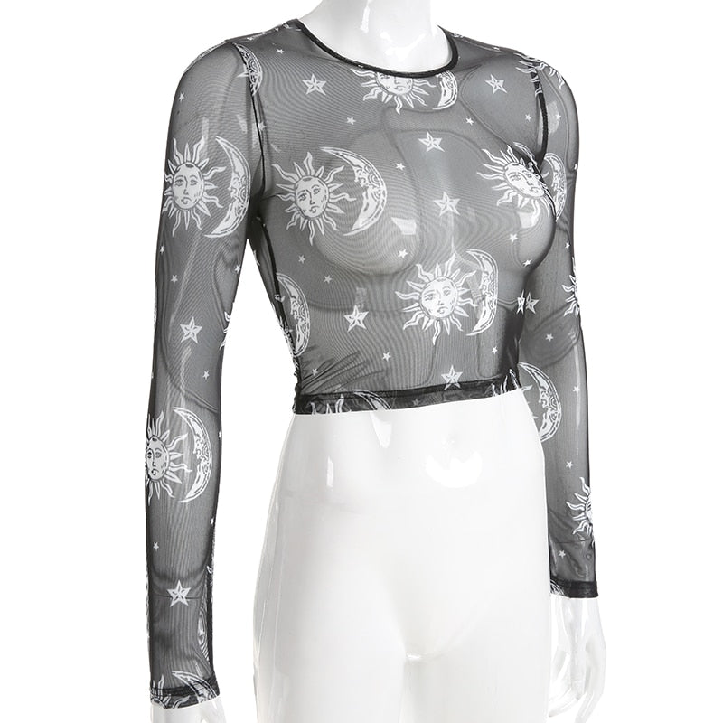 Sheer Sun Moon Stars Top