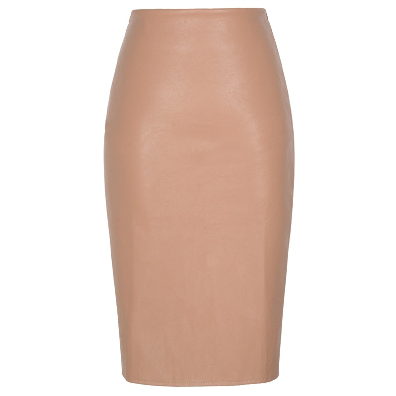 Sasha PU Leather Midi Skirt - IBADDIE