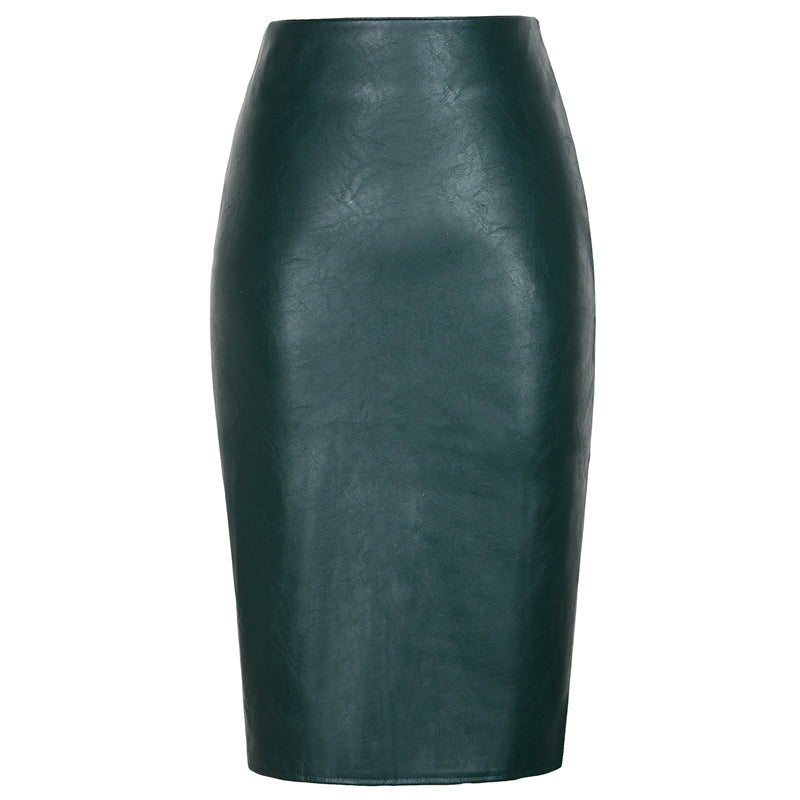 Sasha PU Leather Midi Skirt - IBADDIE