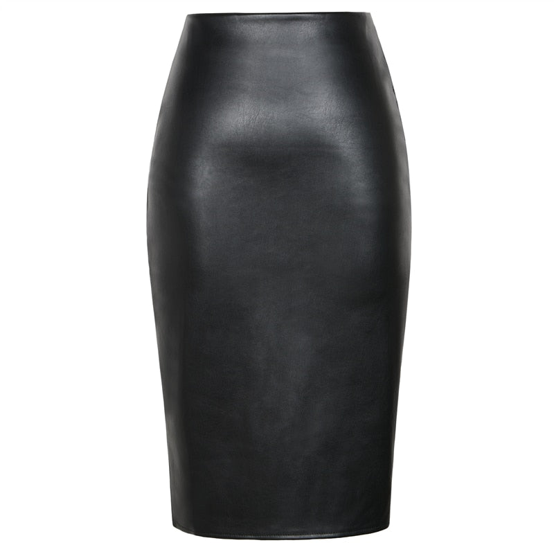 Sasha PU Leather Midi Skirt - IBADDIE