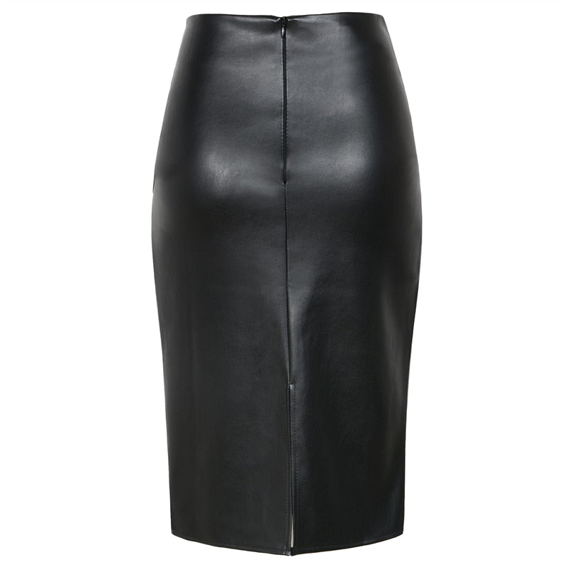 Sasha PU Leather Midi Skirt - IBADDIE