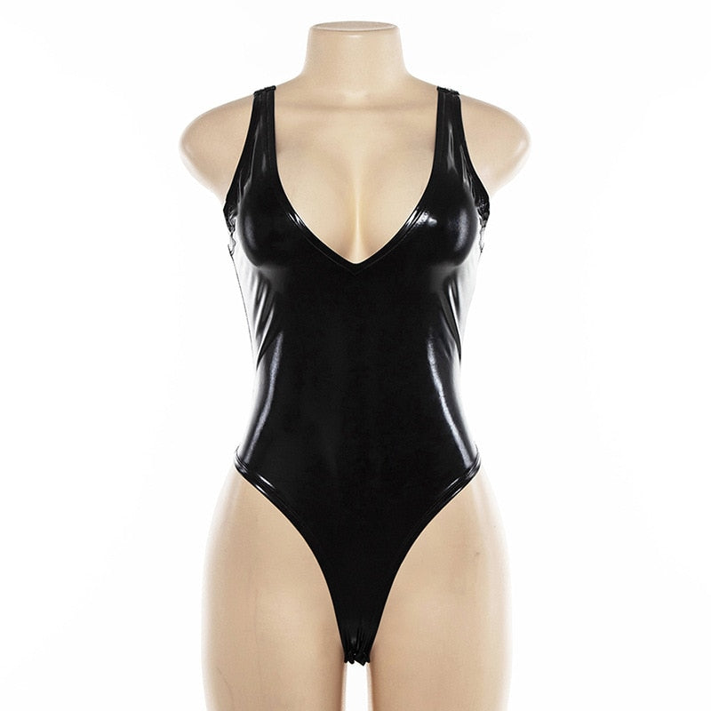 Black PU Leather Bodysuit - IBADDIE