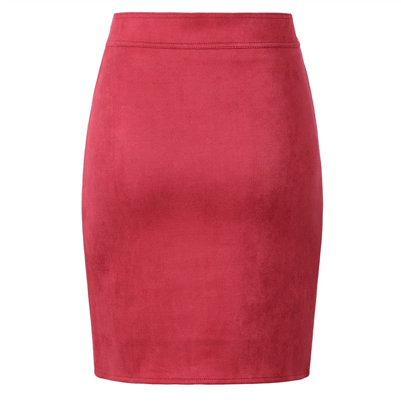 Suede Front Zip Mini Skirt - IBADDIE