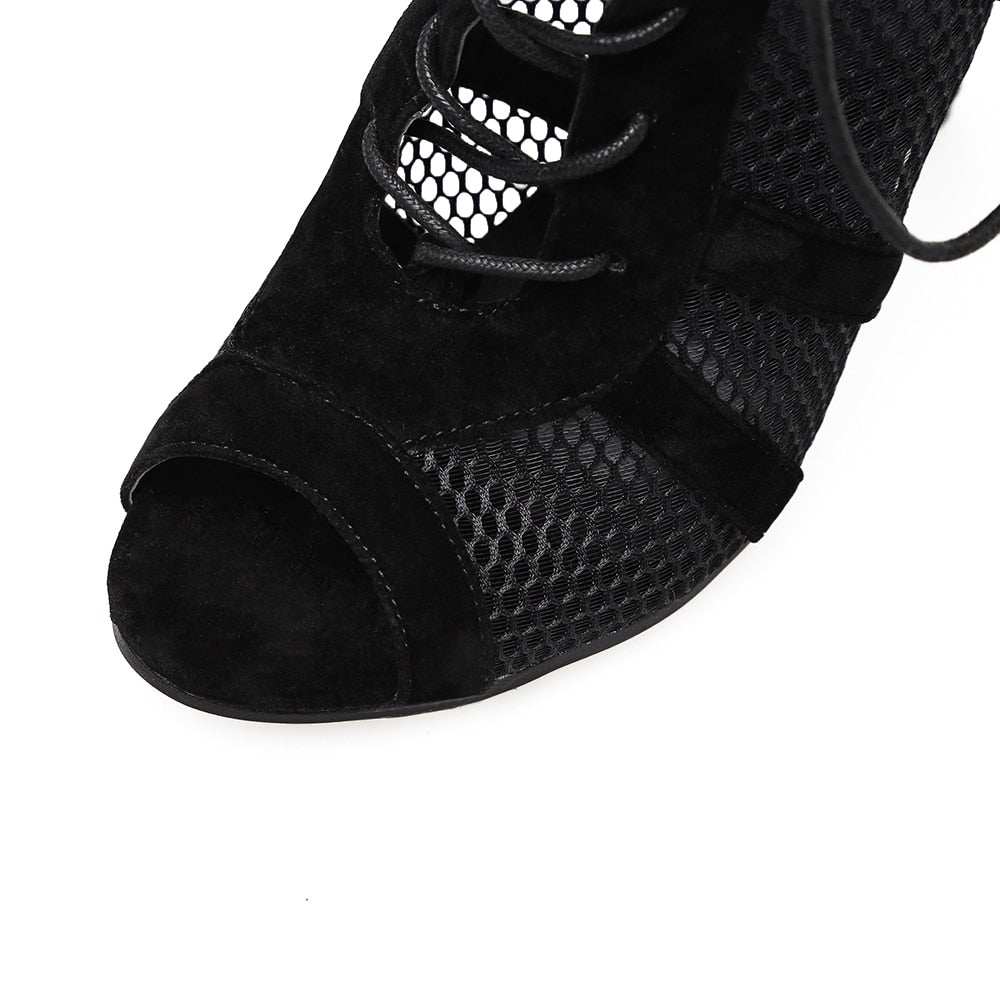 Mesh High Heel Ankle Boots - IBADDIE