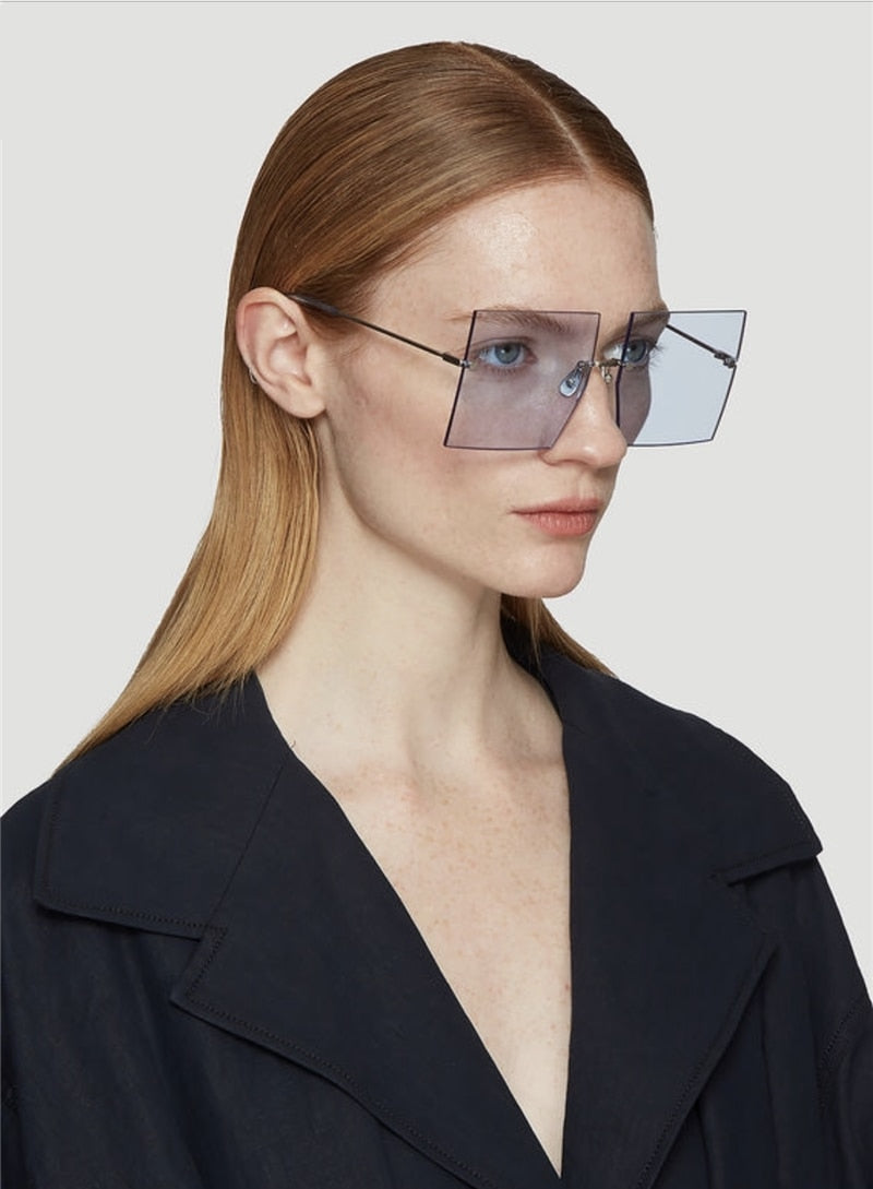 Rimless Over-Sized Square Sunglasses - IBADDIE