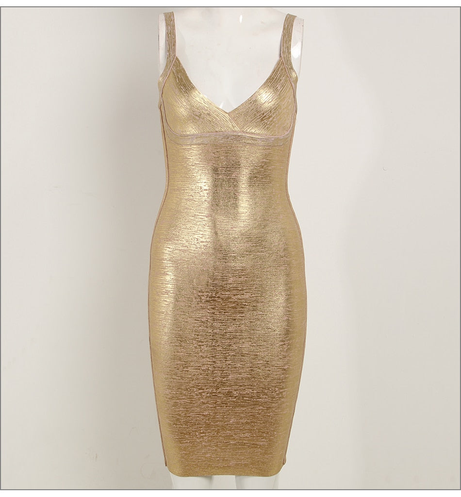 Deep V-Neck Bodycon Bandage Dress