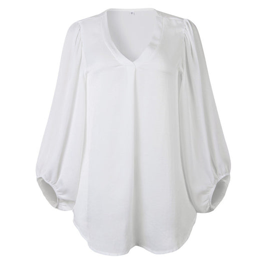 V-Neck Chiffon Loose Fit Blouse - IBADDIE