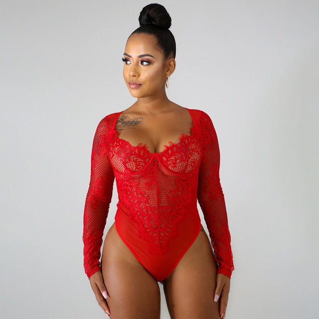 Lace Embroided Bodysuit - IBADDIE