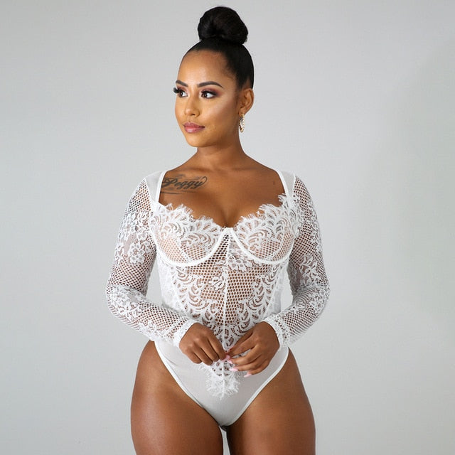 Lace Embroided Bodysuit - IBADDIE