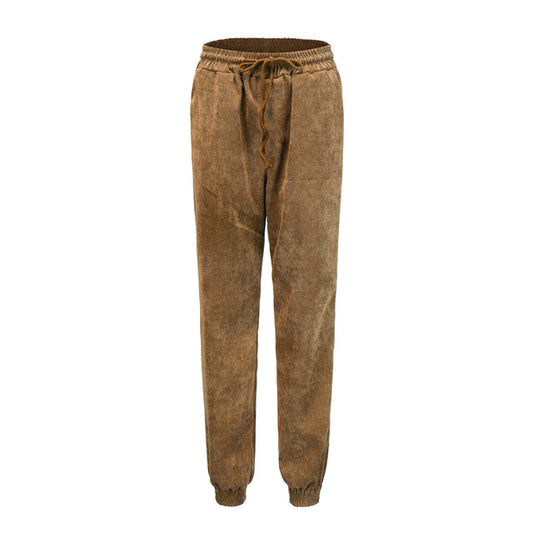 Drawstring Corduroy Joggers - IBADDIE