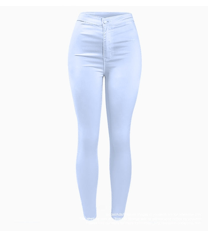 High Waist White Skinny Jeans - IBADDIE