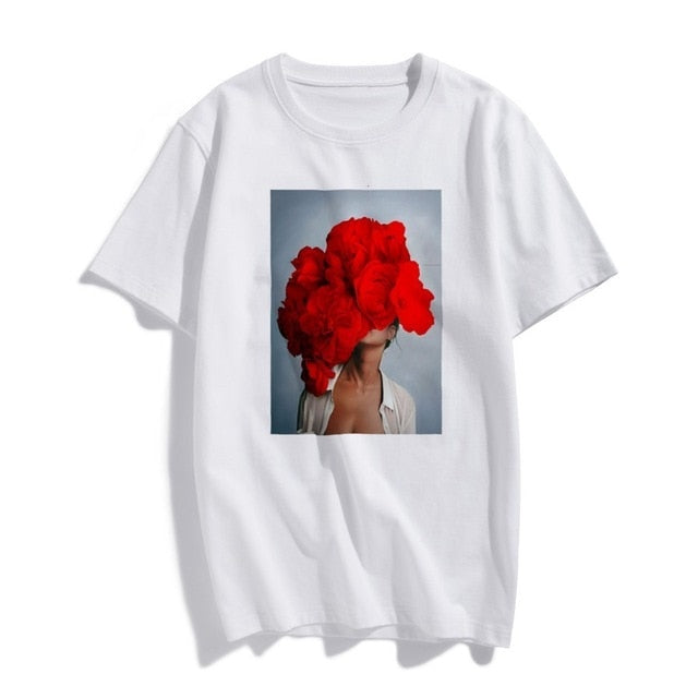 Rose Face Printed Tee - IBADDIE