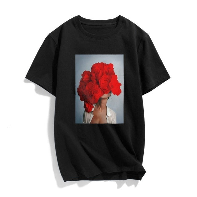 Rose Face Printed Tee - IBADDIE