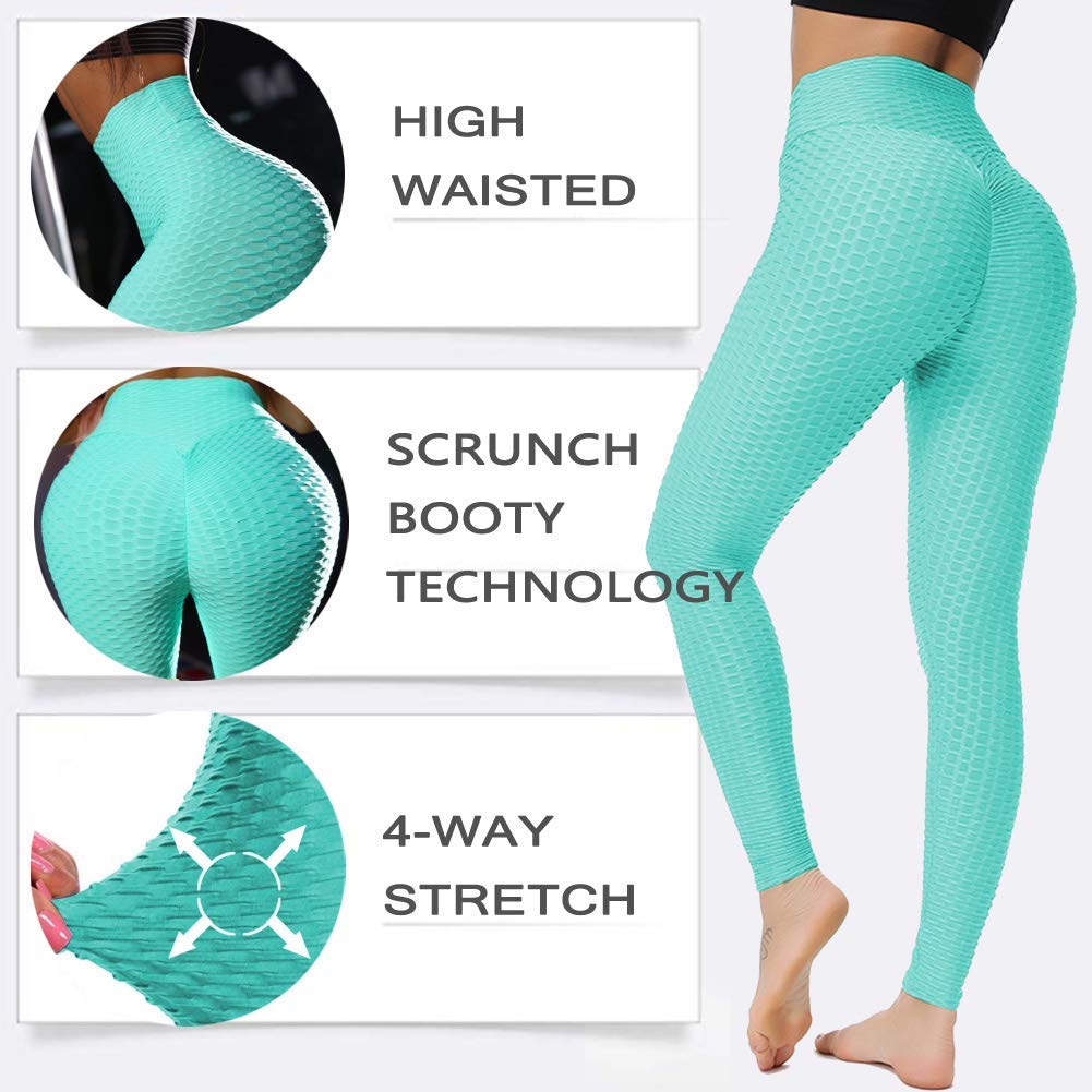 Textured High Waist Leggings - IBADDIE