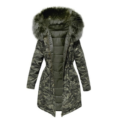 Tosha Faux Fur Green Hooded Camo Parka - IBADDIE