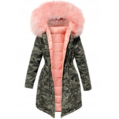 Tosha Faux Fur Pink Hooded Camo Parka - IBADDIE