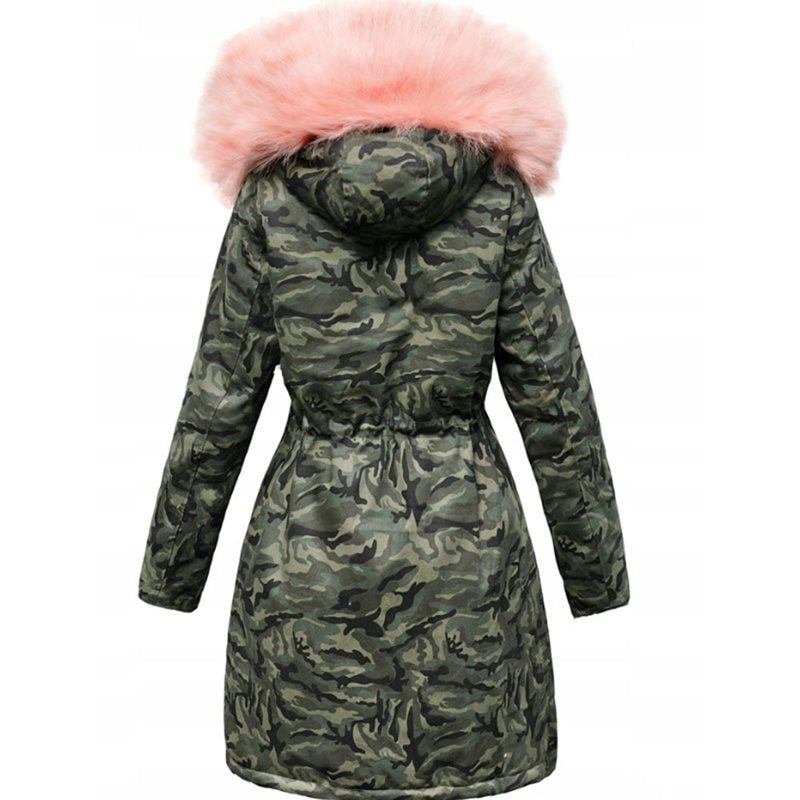 Tosha Faux Fur Pink Hooded Camo Parka - IBADDIE